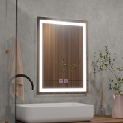 Oglinda LED Rectangulara, 50x70cm, RADIANTE Touch, Sistem Dezaburire, Dimabila