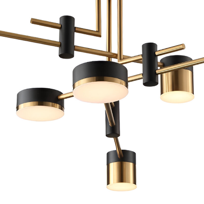 Lustra LED Moderna Ionitus 72W Negru si Auriu, Brate, Lumina Calda/Neutra/Rece 3000K/4000K/6000K, Metal si Acril