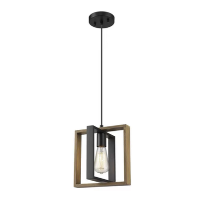 Lustra Vintage LV560/1BK, 1xE27, Rustic Barn, Lemn si Metal, Negru
