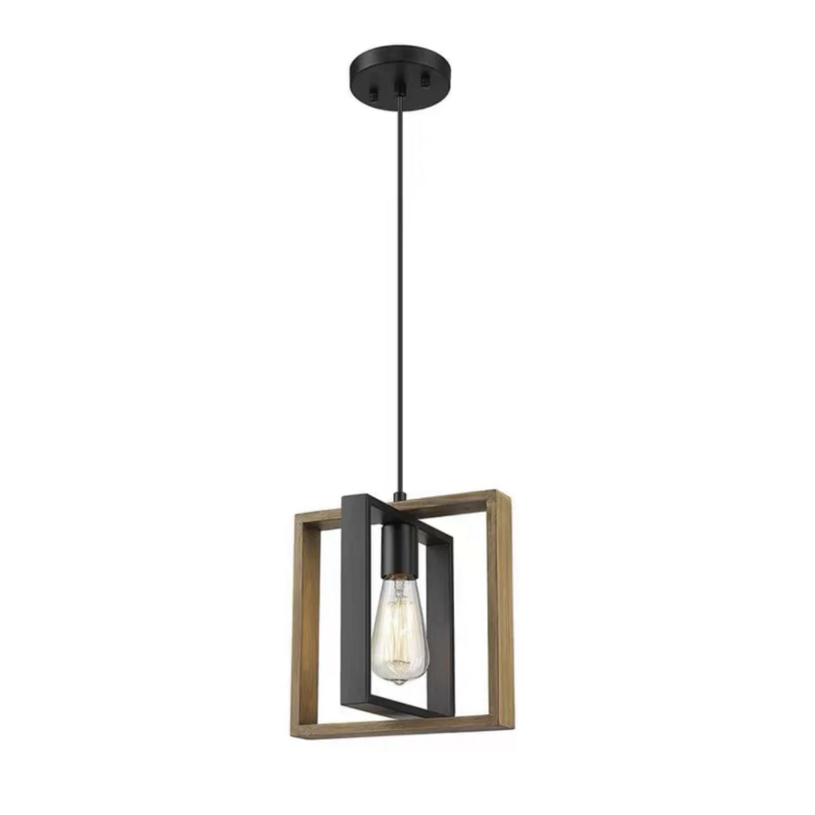 Lustra Vintage LV560/1BK, 1xE27, Rustic Barn, Lemn si Metal, Negru
