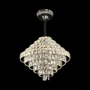 Candelabru Cristal Opal, 12x E14, Diametru 50cm, Crom Lucios, Inaltime Reglabila