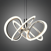 Lustra LED suspendata cu Telecomanda RIMINI 86W, 5 Elemente, lumina Rece/Calda/Neutra, Dimabila, Auriu