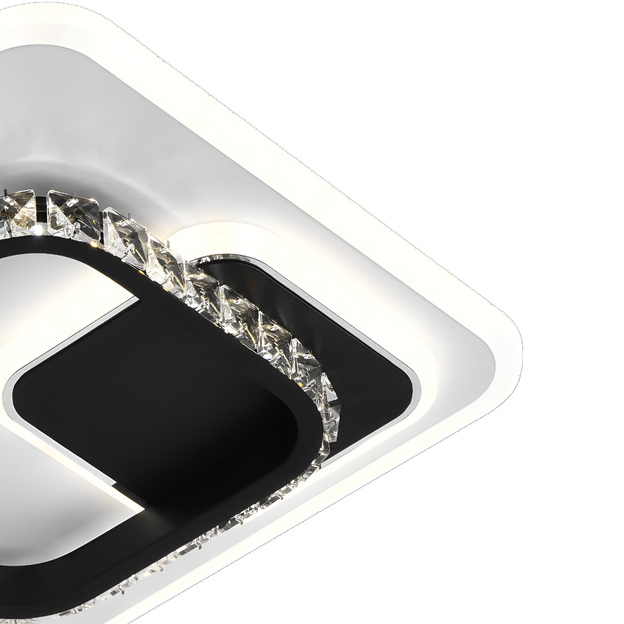 Lustra LED  cu cristal ARIELLA 39W, Patrata,  lumina Rece/Calda/Neutra, Negru