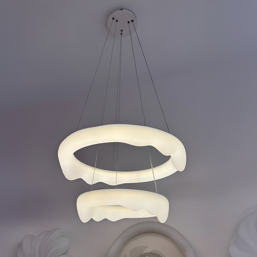 Lustra LED,  suspendata cu Telecomanda, AMADEO, 89W, Lumina Rece/Calda/Neutra, Dimabila, Inaltime Reglabila, Alb