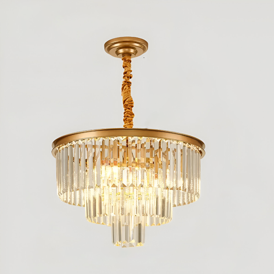 Candelabru Cristal CHAMBORD Petito 3xE14, Diametru 28cm, Auriu Mat