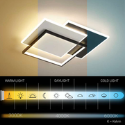 Lustra LED cu telecomanda CHIARA 98W, 3 Patrate, lumina Rece/Calda/Neutra, Dimabila, Negru