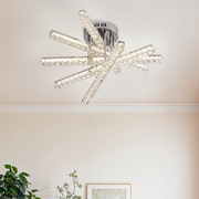 Lustra LED cu telecomanda LUELLA 79W 5 Elemente, Liniara, lumina Rece/Calda/Neutra, Dimabila, Argintiu