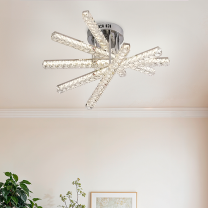 Lustra LED cu telecomanda LUELLA 79W 5 Elemente, Liniara, lumina Rece/Calda/Neutra, Dimabila, Argintiu