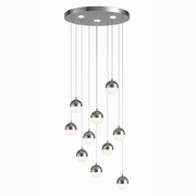 Lustra LED suspendata cu telecomanda JEREMIAS 132W, 10 Elemente, lumina Rece/Calda/Neutra, Dimabila, Argintiu