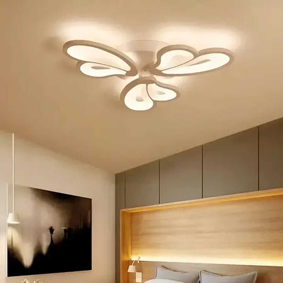 Lustra LED cu telecomanda BLOSSOM 40W, 3 Petale, lumina Rece/Calda/Neutra, Dimabila, Alb