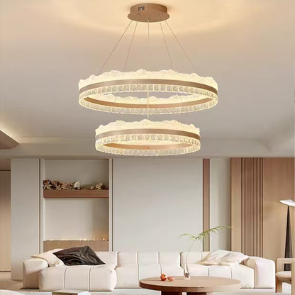 Lustra LED suspendata cu telecomanda NIVALIS, 126W, lumina Rece/Calda/Neutra, Dimabila,Inaltime Reglabila, Auriu