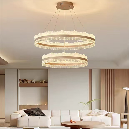 Lustra LED suspendata cu telecomanda NIVALIS, 126W, lumina Rece/Calda/Neutra, Dimabila,Inaltime Reglabila, Auriu