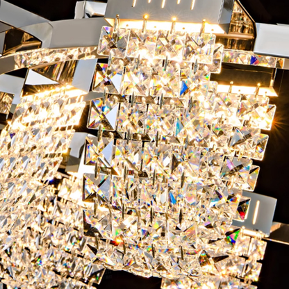 Lustra LED Suspendata, CC370/1200CH, Cristal si Metal, 30W, Telecomanda, Lumina Rece/Calda/Neutra 3000K/4000K/6000K, Iluminat Luxos