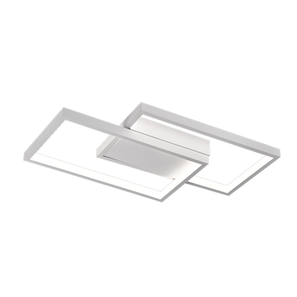 Lustra LED cu telecomanda LANDYN 37W, 2 Patrate, lumina Rece/Calda/Neutra, Dimabila, Alb