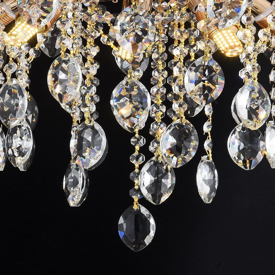 Candelabru Cristal PALERMO Eleganza 5xE14, Diametru 50cm, Auriu