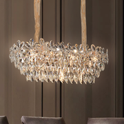 Candelabru Cristal Regalis 11x E14, Diametru 85cm, Auriu Lucios, Inaltime Reglabila, Metal si Cristal
