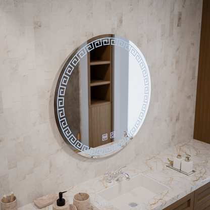 Oglinda LED Rotunda, 60cm, Orhina Touch, Sistem Dezaburire, Dimabila