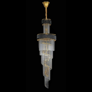 Candelabru Cristal CC900/600X1800, 27xE14, Diametru 60cm, Inaltime 180cm, Auriu Lucios si Negru, Inaltime Reglabila, Design Elegant