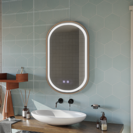 Oglinda LED Touch Impora Sistem Dezaburire 50x80 cm Rama Rose Gold