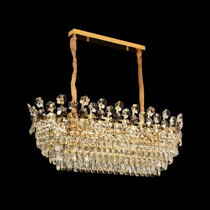Candelabru Cristal CC6705/900X350GD 10x E14, 90cm, Auriu Lucios, Inaltime Reglabila