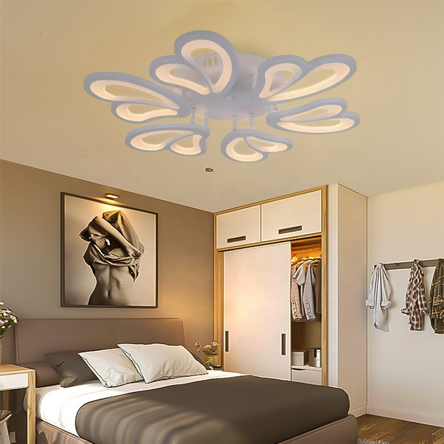 Lustra LED cu telecomanda BLOSSOM 78W, 6 Petale, Diametru 60cm,  lumina Rece/Calda/Neutra, Dimabila, Alb