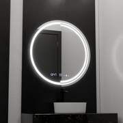 Oglinda LED Rotunda, 60cm, Senzor MotionGlow Consuel Marcello, Sistem Dezaburire, Ceas & Termometru, Dimabila