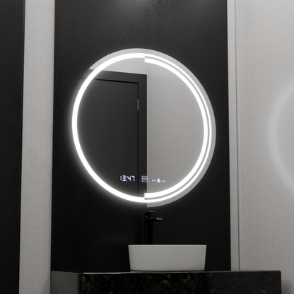 Oglinda LED Rotunda, 60cm, Senzor MotionGlow Consuel Marcello, Sistem Dezaburire, Ceas & Termometru, Dimabila