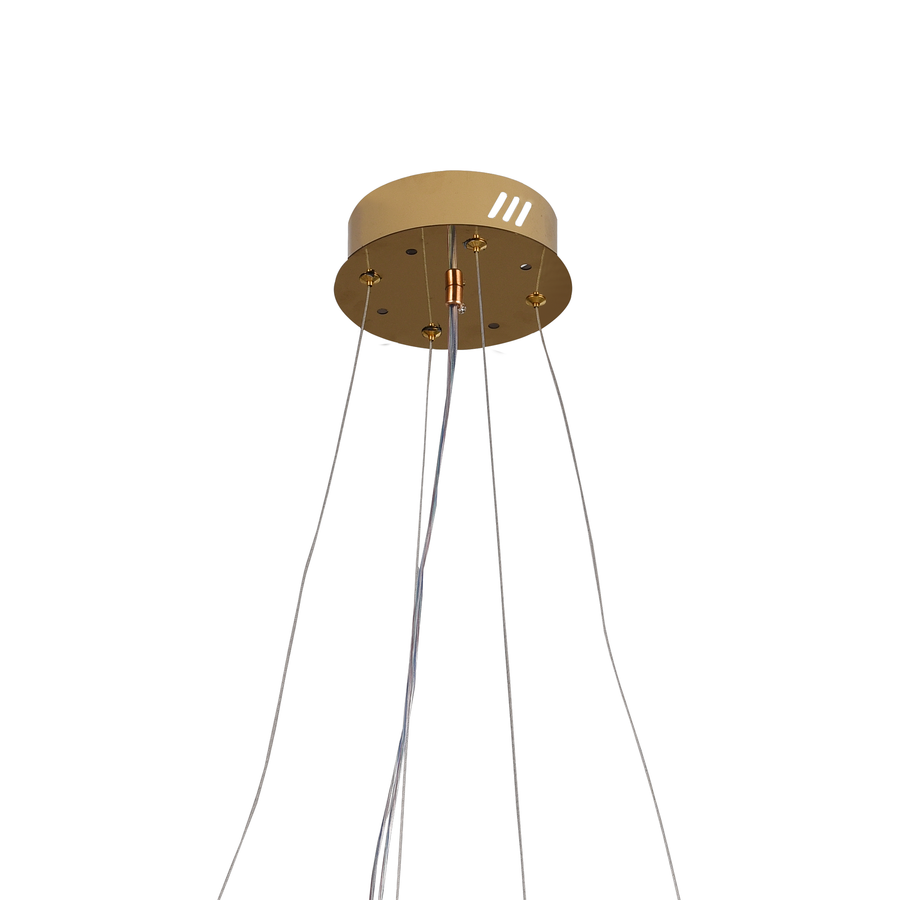 Lustra LED cu Telecomanda,LLC160/500GD, Cristal si Metal, 55W, Dimabila, Inaltime Reglabila, Lumina Rece/Calda/Neutra, Iluminat Luxos
