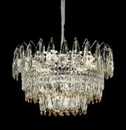 Candelabru Cristal CC6687/500CR 9x E14, Diametru 50cm, Crom Lucios, Inaltime Reglabil