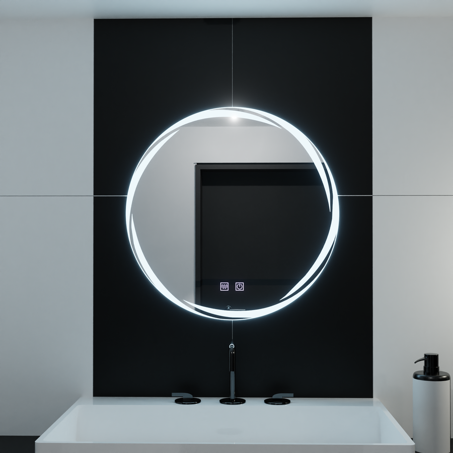 Oglinda LED Rotunda 60cm,  Spirallus Touch, Sistem Dezaburire, Dimabila