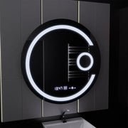 Oglinda LED Rotunda, 70cm, Visio MotionGlow Marcello, Sistem Dezaburire, Ceas & Termometru, Lupa Cosmetica, Dimabila