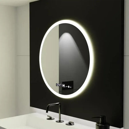 Oglinda LED Rotunda, 70cm, Elysee MotionGlow Marcello, Sistem Dezaburire, Ceas & Termometru, Dimabila