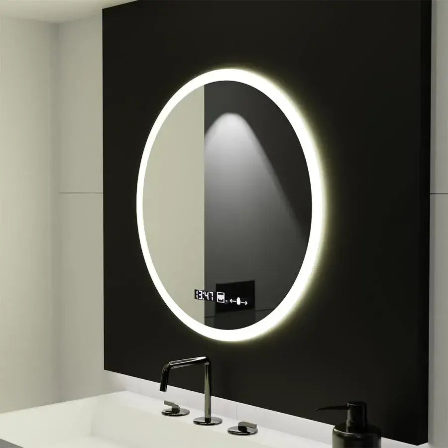 Oglinda LED Rotunda 60cm Giulia Senzor MotionGlow Marcello Sistem Dezaburire Ceas & Termometru Dimabila