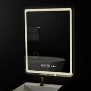 Oglinda LED Rectangulara, 60x80cm, Wizz Senzor MotionGlow Marcello, Sistem Dezaburire, Ceas & Termometru, Dimabila
