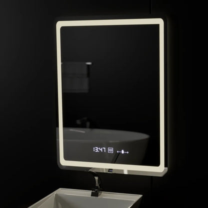 Oglinda LED Rectangulara, 60x80cm, Wizz Senzor MotionGlow Marcello, Sistem Dezaburire, Ceas & Termometru, Dimabila