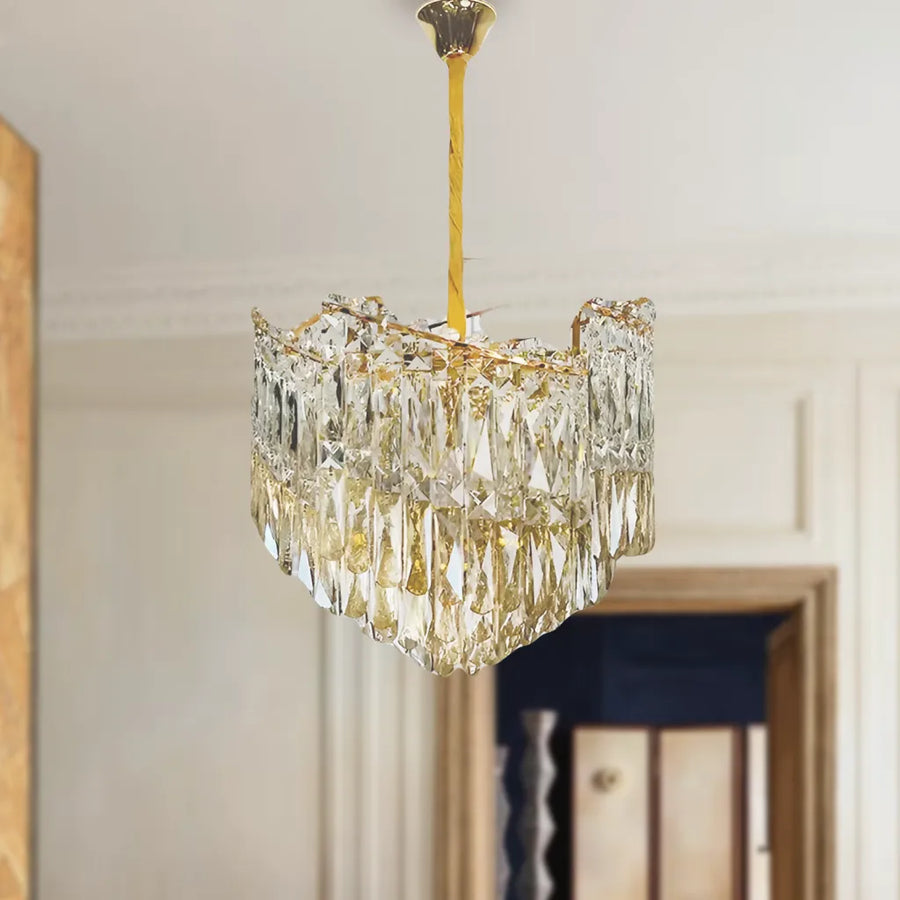 Candelabru Cristal TOPKAPI Petito 3xE27, Diametru 30cm, Auriu Lucios, Inaltime Reglabila