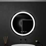 Oglinda LED Rotunda, 60cm, Celeste MotionGlow Marcello, Sistem Dezaburire, Ceas & Termometru, Dimabila, Lumina Calda Neutra Rece 3000K/4000K/6000K