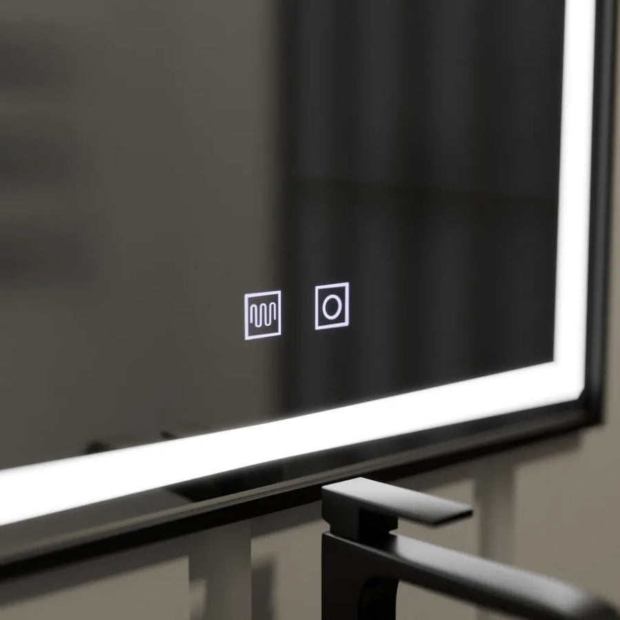 Oglinda LED Rectangulara 60x90cm EDGE Touch Sistem Dezaburire, Rama Neagra