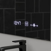 Oglinda LED Rectangulara, 120x80cm, ABSOLU MotionGlow Marcello, Sistem Dezaburire, Ceas & Termometru, Lupa Cosmetica, Dimabila