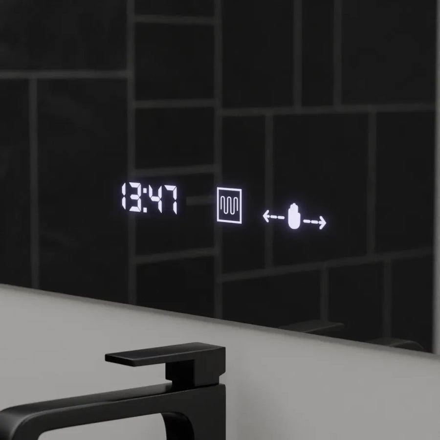 Oglinda LED Rectangulara, 120x80cm, ABSOLU MotionGlow Marcello, Sistem Dezaburire, Ceas & Termometru, Lupa Cosmetica, Dimabila