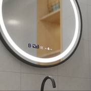 Oglinda LED Rotunda, 60cm, Celeste Majeste Noir Eleve MotionGlow Marcello, Sistem Dezaburire, Ceas & Termometru, Dimabila