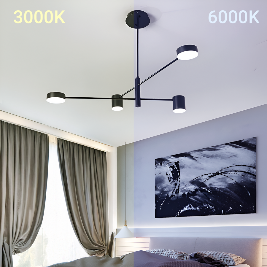 Lustra LED GALIOS 48W, 4 Elemente, lumina Rece/Calda/Neutra, Negru