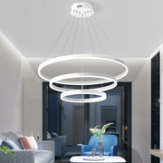Lustra LED suspendata cu telecomanda SERENA 85W, 60cm, 3 Cercuri, lumina Rece/Calda/Neutra, Dimabila, Alb, Inaltime Reglabila