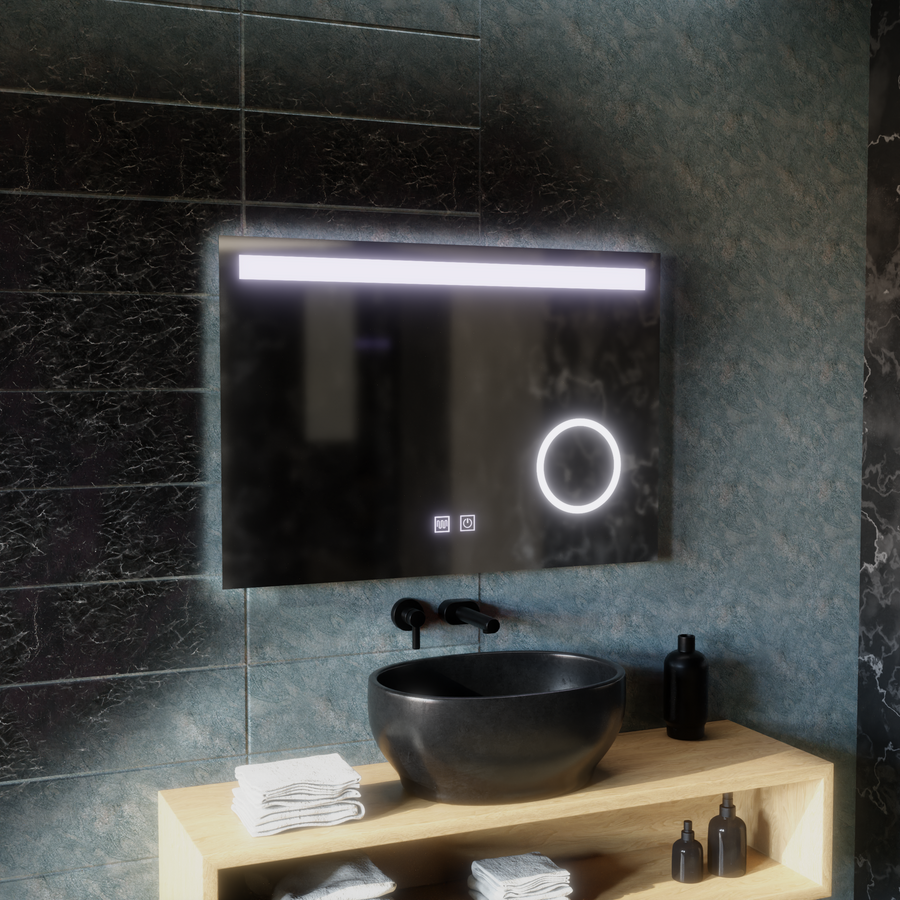 Oglinda LED Rectangulara, 65x45cm, Piano Touch, Sistem Dezaburire, Dimabila