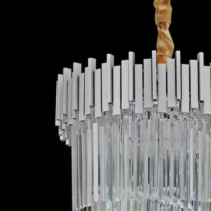 Candelabru Cristal CC110/600x1800CH , 28xE14, Diametru 60cm, Inaltime 180cm, Crom si Argintiu, Inaltime Reglabila, Design Elegant
