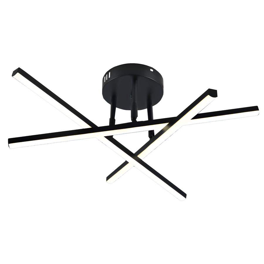 Lustra LED cu telecomanda 41W, 3 Elemente, Liniara, lumina Rece/Calda/Neutra, Dimabila, Negru