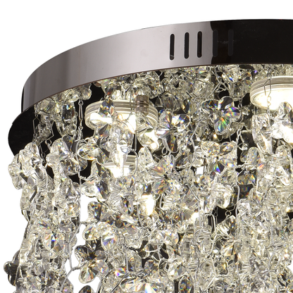 Candelabru LED Cristal LLC212/550BU Rotund, 29W, Lumina Rece/Calda/Neutra, Cristale, Crom Lucios