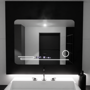 Oglinda LED Rectangulara, 80x60cm, Harmonie MotionGlow Marcello, Sistem Dezaburire, Termometru si Ceas, Lupa Cosmetica, Dimabila