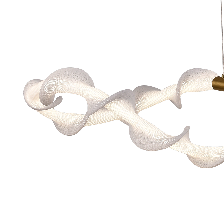 Lustra LED Suspendata Acril LT762/2GD, 36W, Lumina Calda/Neutra/Rece 3000/4000/6000K, Alb Auriu, Inaltime Reglabila
