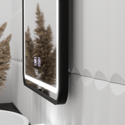 Oglinda LED Rectangulara 100x65cm EDGE Touch Sistem Dezaburire, Rama Neagra